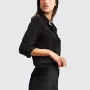 Belle & Bloom Eclipse Rolled Sleeve Blouse - Black Hot