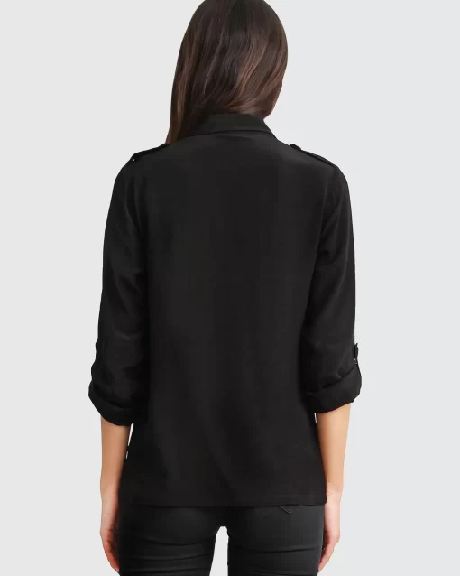 Belle & Bloom Eclipse Rolled Sleeve Blouse - Black Shop