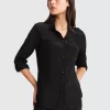 Belle & Bloom Eclipse Rolled Sleeve Blouse - Black Hot