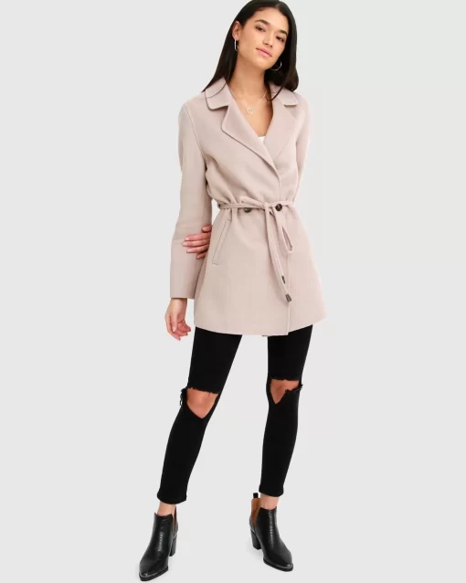 Belle & Bloom Electric Feel Drawstring Coat - Sand Online