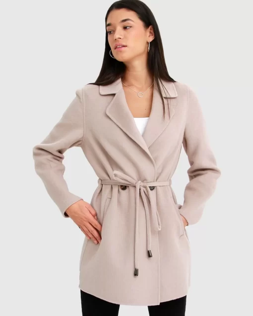 Belle & Bloom Electric Feel Drawstring Coat - Sand Best Sale