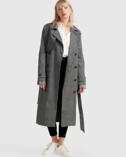 Belle & Bloom Empirical City Trench Coat - Washed Black Discount