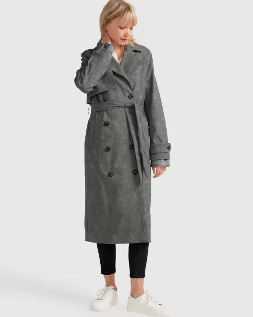 Belle & Bloom Empirical City Trench Coat - Washed Black Discount