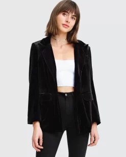 Belle & Bloom Eternity Velvet Blazer - Black Cheap