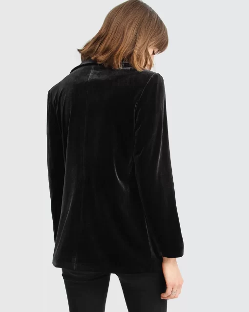 Belle & Bloom Eternity Velvet Blazer - Black Cheap