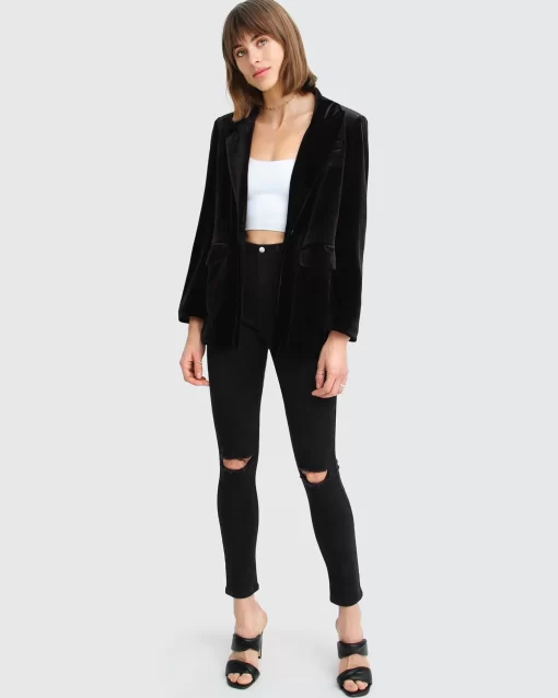 Belle & Bloom Eternity Velvet Blazer - Black Cheap