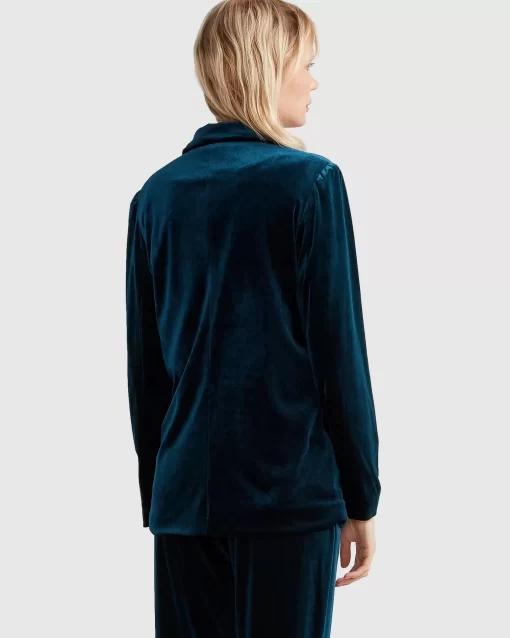 Belle & Bloom Eternity Velvet Blazer - Dark Teal Cheap