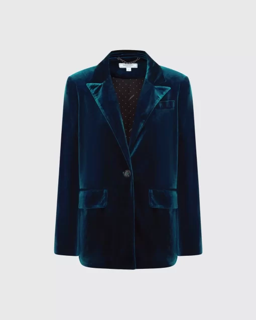 Belle & Bloom Eternity Velvet Blazer - Dark Teal Cheap