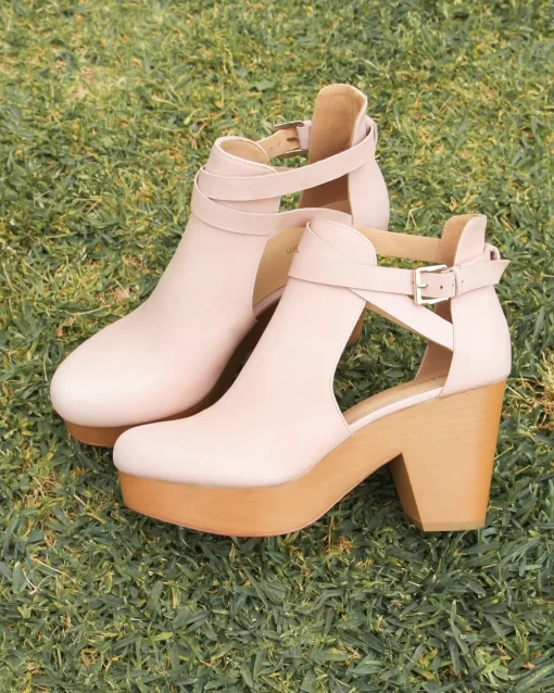 Belle & Bloom Fearless Clog Ankle Boot - Blush Sale