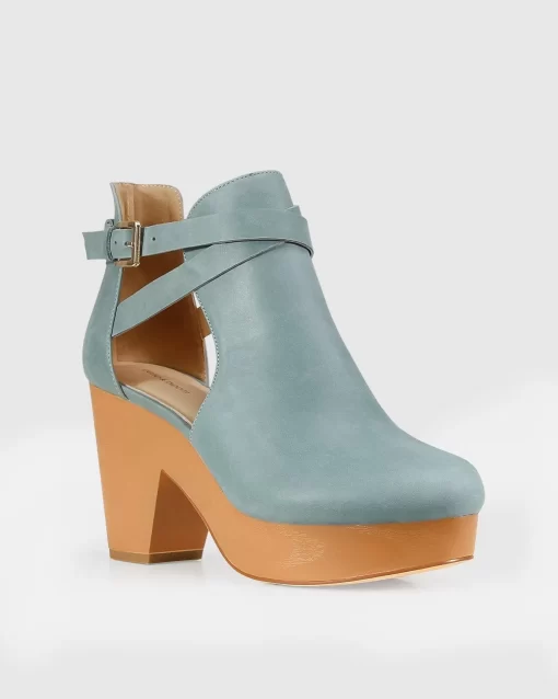 Belle & Bloom Fearless Clog Ankle Boot - Stonewash Blue Outlet