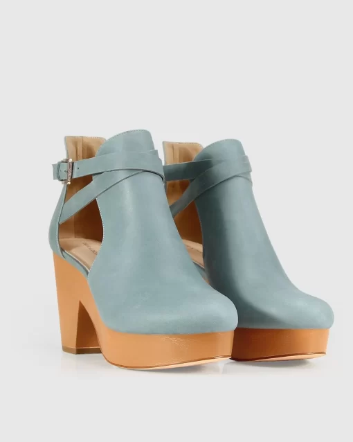 Belle & Bloom Fearless Clog Ankle Boot - Stonewash Blue Outlet