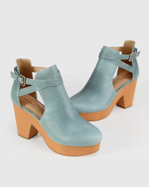 Belle & Bloom Fearless Clog Ankle Boot - Stonewash Blue Outlet