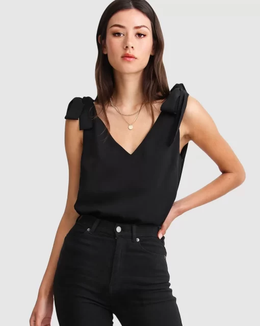 Belle & Bloom Feel For You V-Neck Top - Black Best Sale