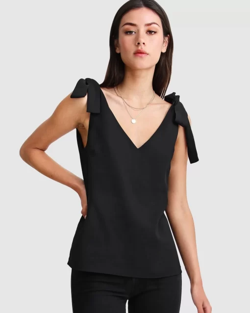 Belle & Bloom Feel For You V-Neck Top - Black Best Sale