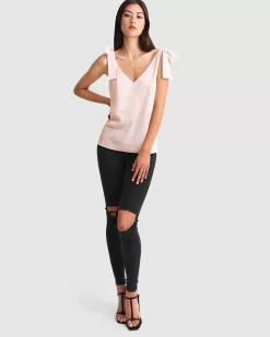 Belle & Bloom Feel For You V-Neck Top - Blush Flash Sale