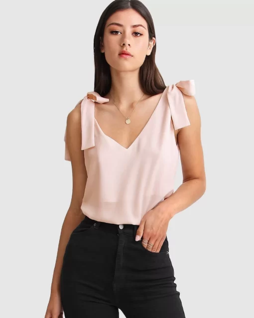 Belle & Bloom Feel For You V-Neck Top - Blush Sale