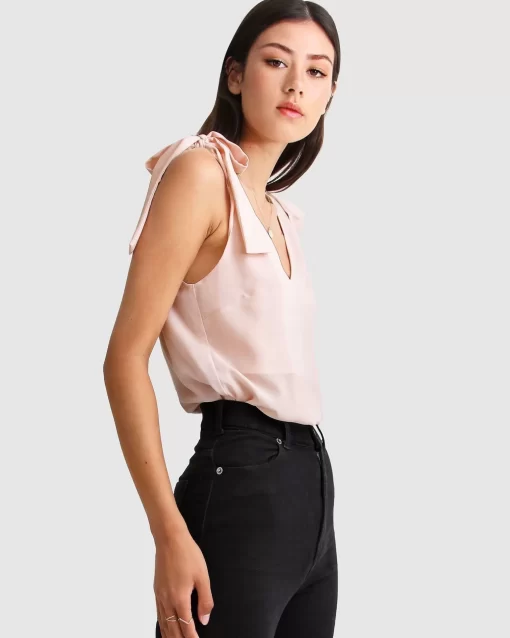 Belle & Bloom Feel For You V-Neck Top - Blush Flash Sale