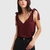 Belle & Bloom Feel For You V-Neck Top - Burgundy Hot