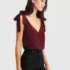 Belle & Bloom Feel For You V-Neck Top - Burgundy Hot