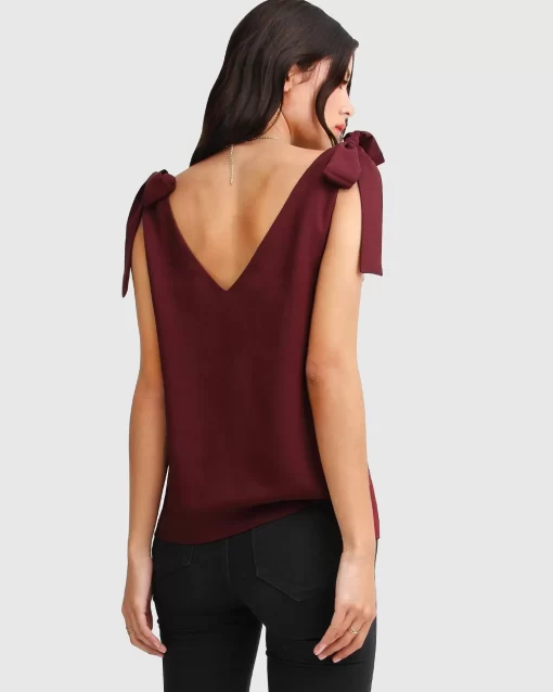 Belle & Bloom Feel For You V-Neck Top - Burgundy Hot