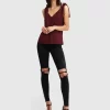 Belle & Bloom Feel For You V-Neck Top - Burgundy Hot