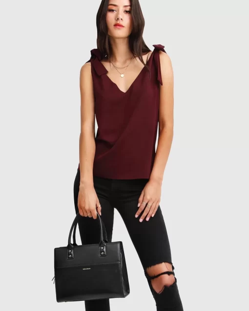 Belle & Bloom Feel For You V-Neck Top - Burgundy Hot