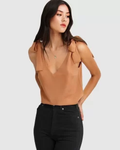 Belle & Bloom Feel For You V-Neck Top - Camel Sale