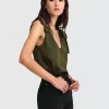 Belle & Bloom Feel For You V-Neck Top - Military Best