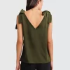 Belle & Bloom Feel For You V-Neck Top - Military Best