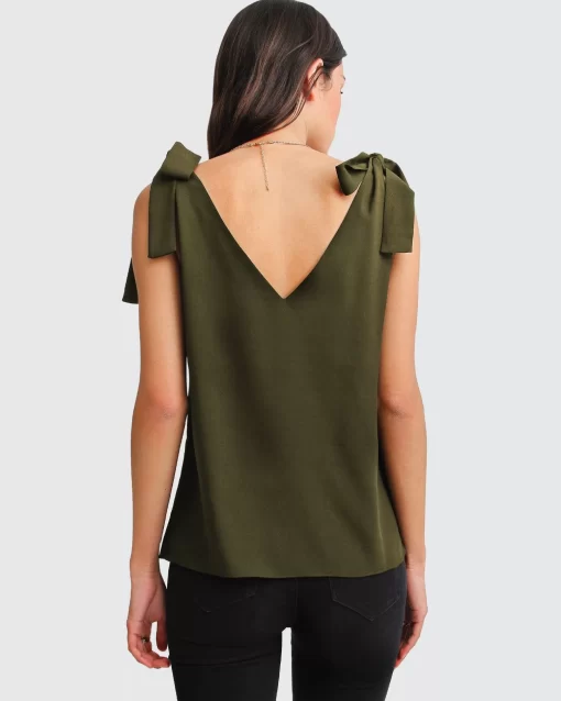 Belle & Bloom Feel For You V-Neck Top - Military Best