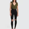 Belle & Bloom Feel For You V-Neck Top - Military Best