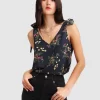 Belle & Bloom Feel For You V-Neck Top - Navy New