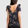 Belle & Bloom Feel For You V-Neck Top - Navy New