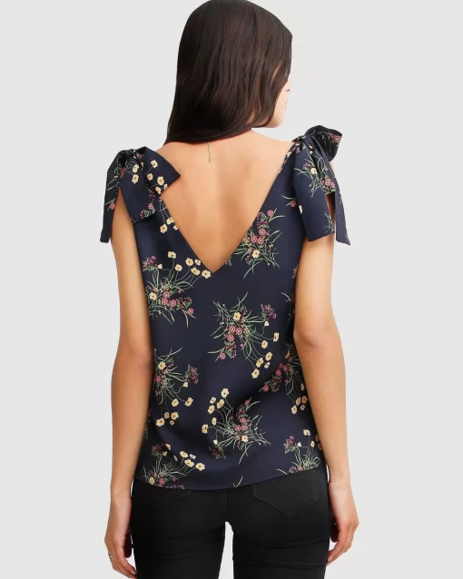 Belle & Bloom Feel For You V-Neck Top - Navy New