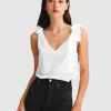 Belle & Bloom Feel For You V-Neck Top - White Fashion