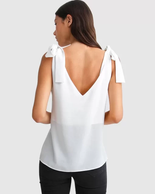 Belle & Bloom Feel For You V-Neck Top - White Fashion