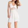 Belle & Bloom Feel It Still Lace Trim Mini Dress - White Best