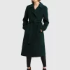 Belle & Bloom Front Runner Belted Coat - Dark Green Cheap