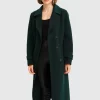 Belle & Bloom Front Runner Belted Coat - Dark Green Cheap