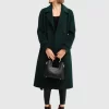 Belle & Bloom Front Runner Belted Coat - Dark Green Cheap