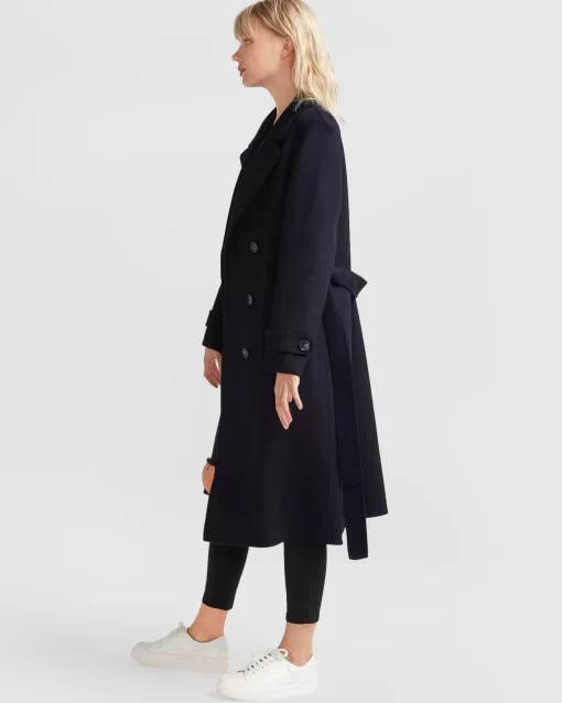 Belle & Bloom Front Runner Belted Coat - Navy Cheap