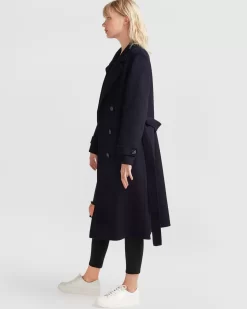 Belle & Bloom Front Runner Belted Coat - Navy Discount