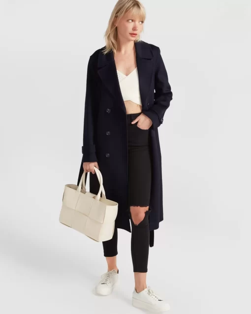 Belle & Bloom Front Runner Belted Coat - Navy Cheap