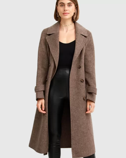 Belle & Bloom Front Runner Belted Coat - Walnut New