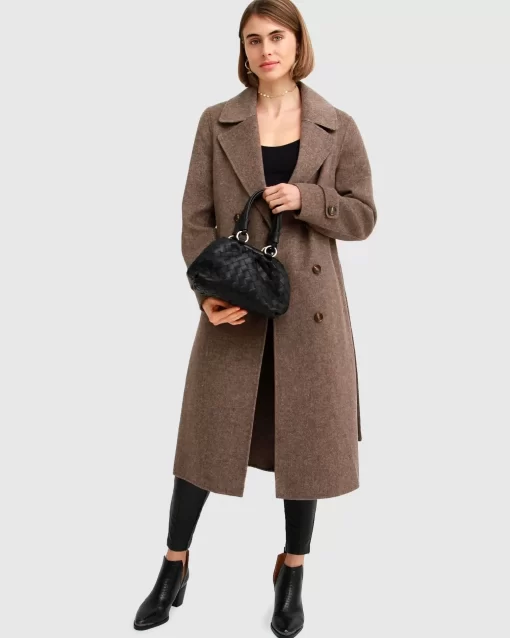 Belle & Bloom Front Runner Belted Coat - Walnut New