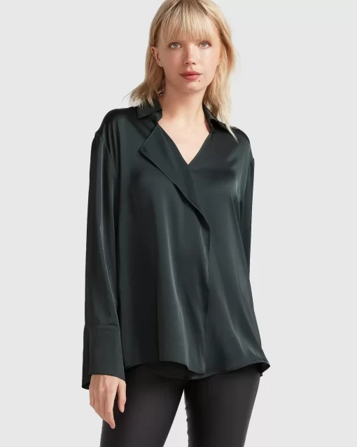 Belle & Bloom Gemini Waterfall Shirt - Dark Green New