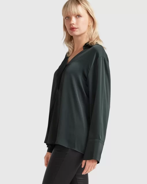 Belle & Bloom Gemini Waterfall Shirt - Dark Green New