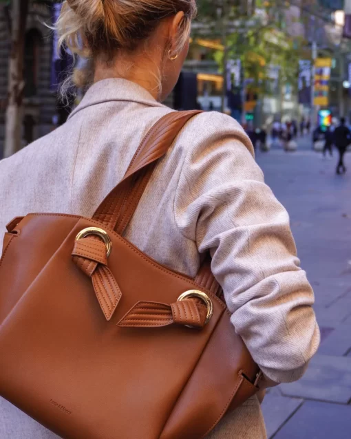 Belle & Bloom Heart Of Gold Leather Shoulder Bag - Camel Outlet