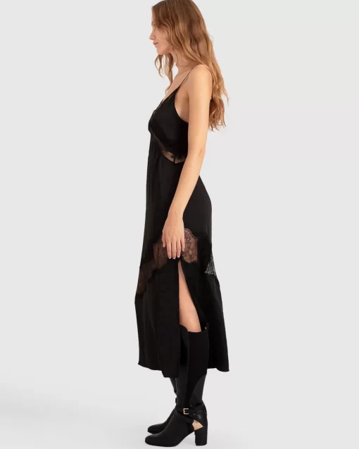 Belle & Bloom Heavenly Bodies Lace Slip Dress - Black Cheap