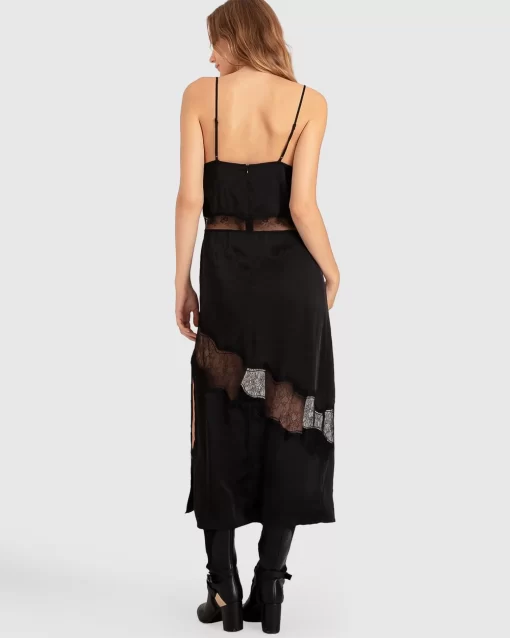 Belle & Bloom Heavenly Bodies Lace Slip Dress - Black Cheap